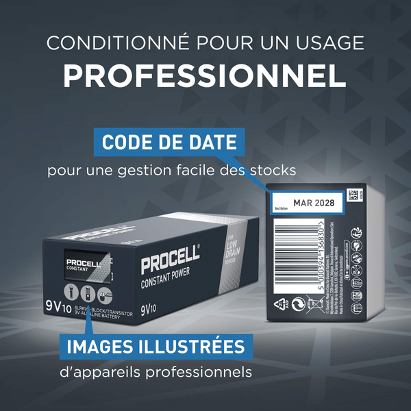 Duracell Procell Constant Pile Alcaline 9V e-block 6LR61 
