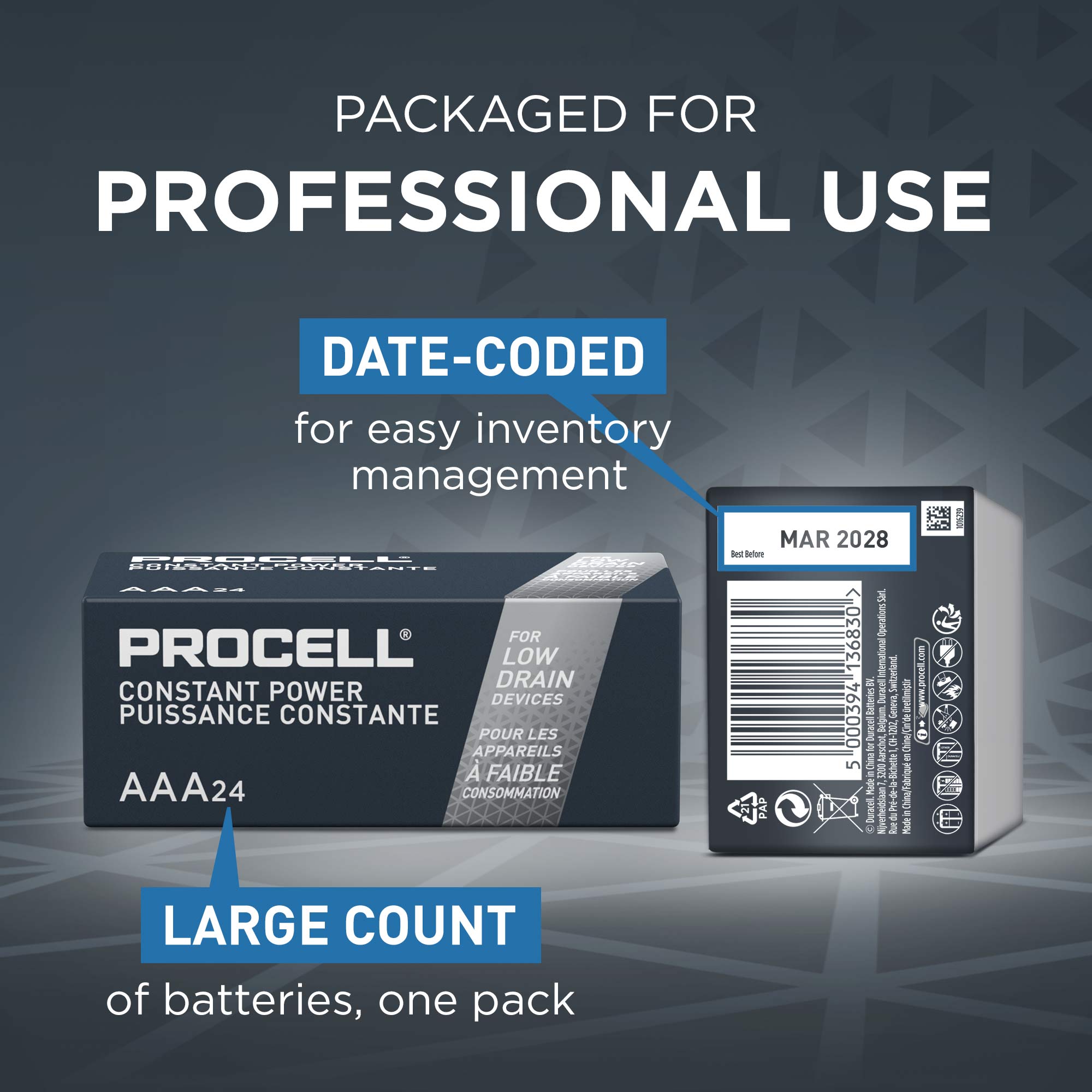 DURACELL Procell Batteries Size AAA 24 Pack :: StageSpot