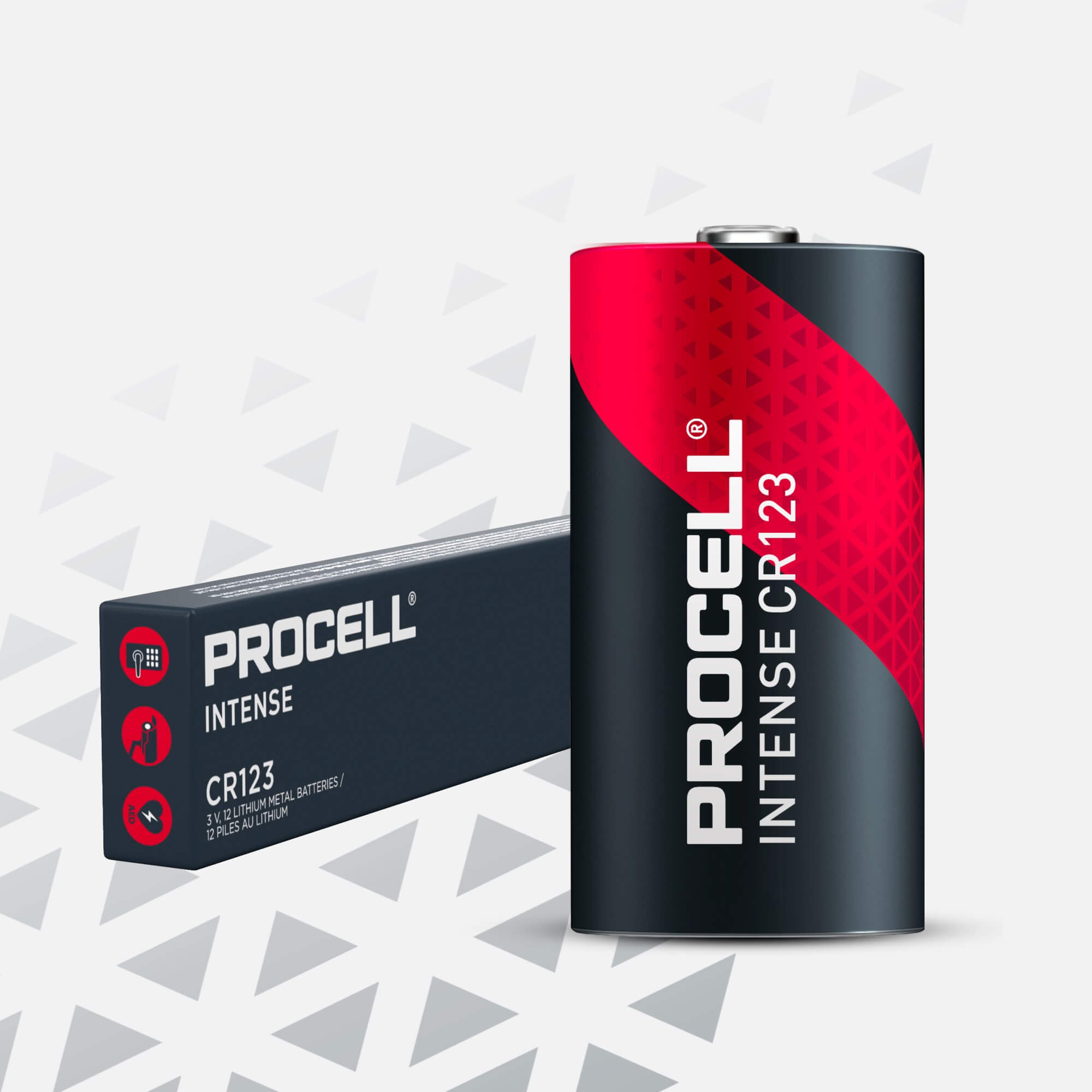 Duracell Procell Intense CR123 3 volt Lithium Battery 12 per box –  Batteries Inc.